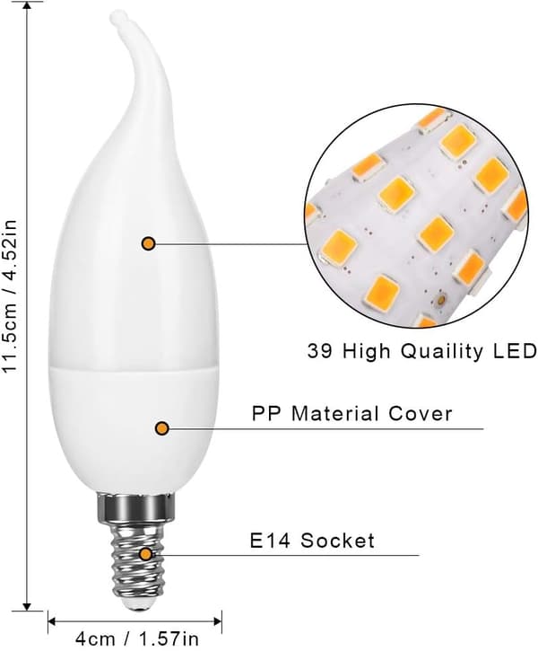 4 kpl 3W E14 LED-lamppu liekkiefektilamppu 3 valolla