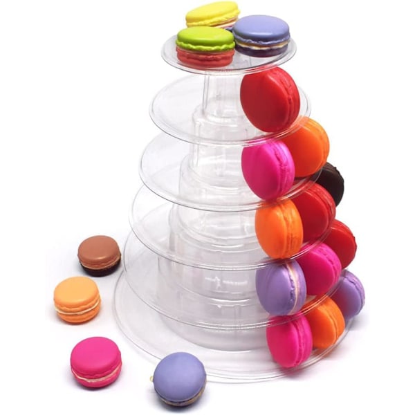 Rund Macaron-Tårta 6 Våningar Serveringsställ Party Display Ställ