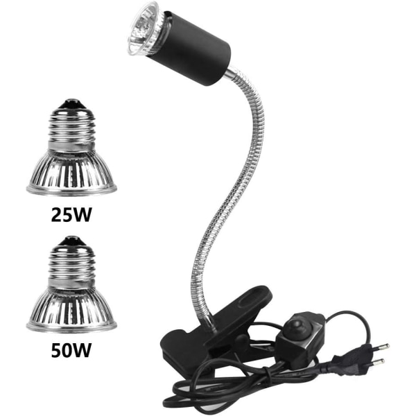 2 UVA UVB lamppua 25W ja 50W, Terraario lämmityslamppu, ZQKLA