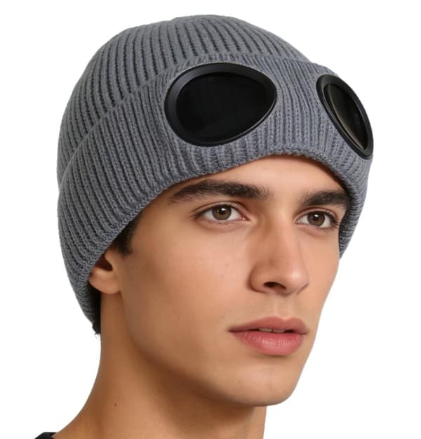 Ullmössor för män och tonåringar, vintermössa med solglasögon, Punk Cap, Ny Beanie Cp Stickad Mössa - Grå Gray