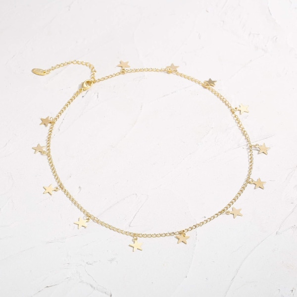 Star Choker Kaulakorut Disc Coin Käsintehty yksinkertainen 14K Gold Pla, ZQKLA