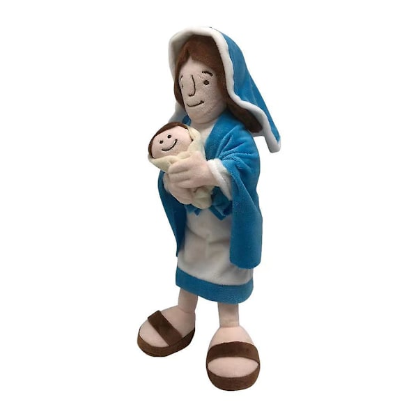 Jesus och Jungfru Maria Plyschleksak Kristus Religiös Plushie Figur Barn Pedagogisk Docka