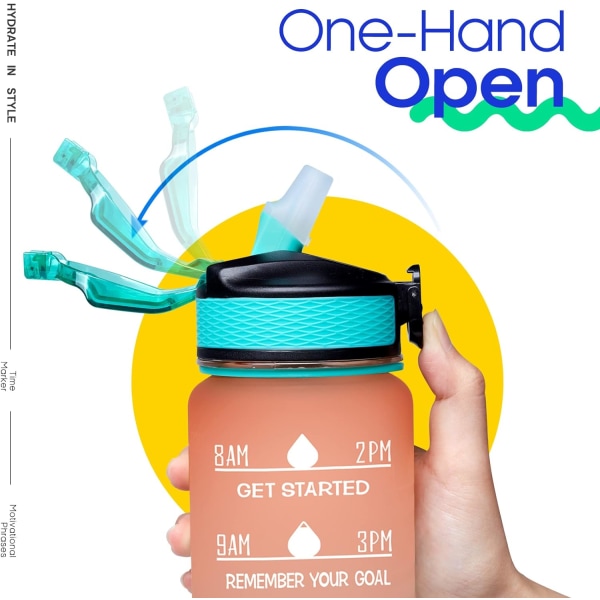 Orangegrön, 32oz Läcksäker BPA-fri Vattenflaska med ZQKLA