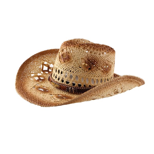 Halm Cowboy Hat til Kvinder og Mænd med Formbar Rand, Weste, ZQKLA