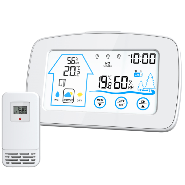 (Vit)Väderstation Stor LCD digital termometer Hygrome,ZQKLA