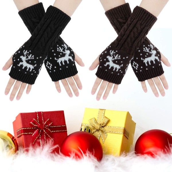 Winter Fingerless Gloves - Naisten käsivarsien lämmitinkäsineet Neulo Virkattu W