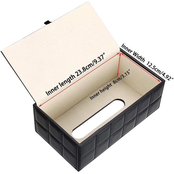 Rektangulär Tissuebox i Läder (stor svart)