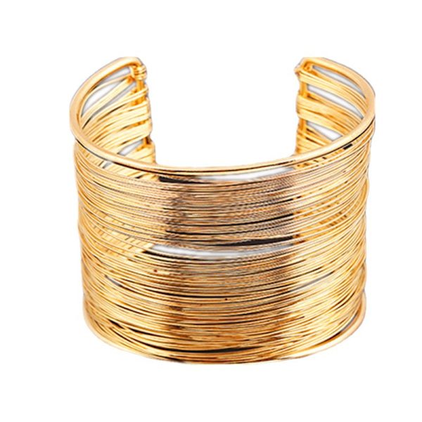 Alloy Metal Guld Tynd Tråd Tråd Åben Manschet Bred Armbånd Ba,ZQKLA