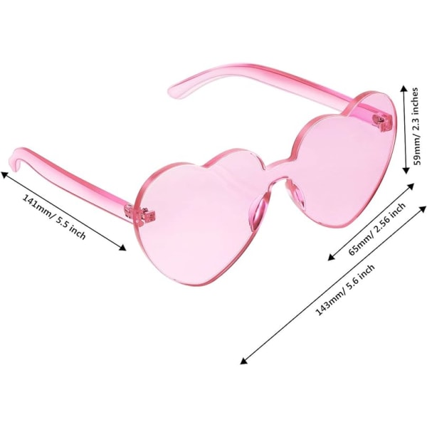 Pink Heart Shape Sunglasses Rimless Transparent Heart Glasses Col