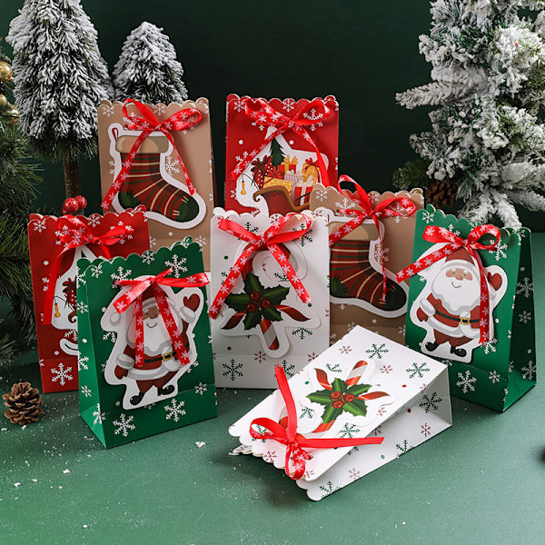 12 stk Julegaveesker - Små Juleposer, 4 Premium Design, ZQKLA