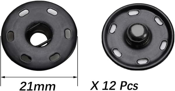 12 Set Syknappar, 21 mm Metallknappar, Syknappar, Sn