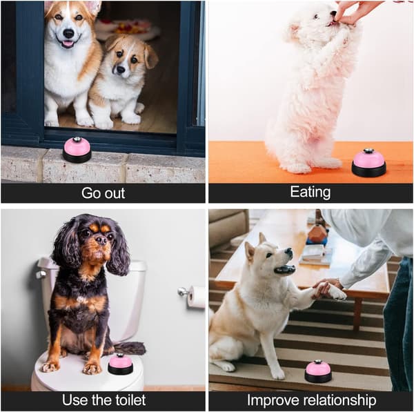 2-pack rosa hundträningklockor, set med 2 för valpar och hundar