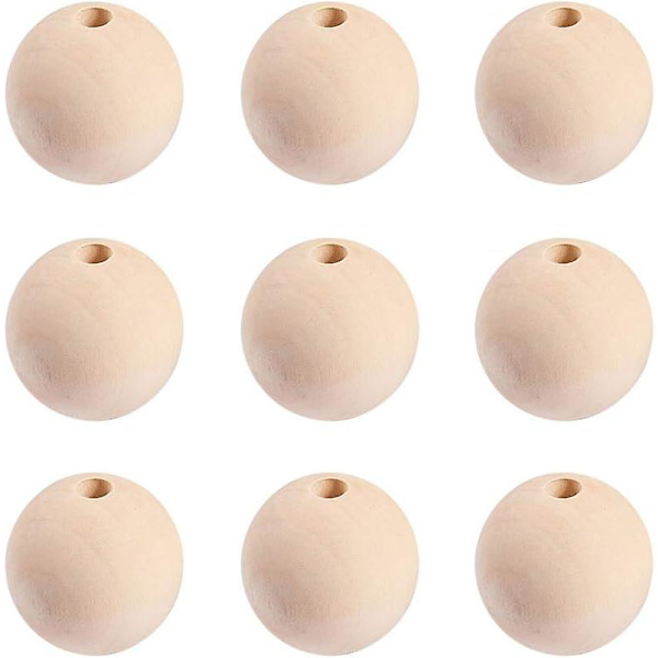 40mm Träpärlor 30st Oavslutade Stora Träpärlor Naturligt Träboll Lösa Pärlor Trädistanspärla