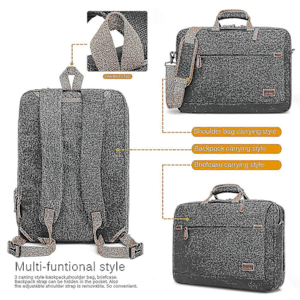 Coolbell 15,6-tums Konvertibel Laptop Messenger Bag Axelväska Ryggsäck Oxfordduk Multifunktionell Aktetaske Laptop/macbook/skrivbord