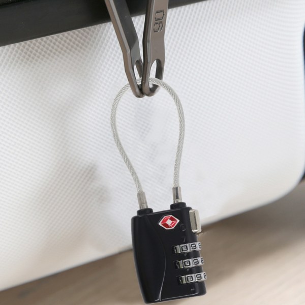 Sorte bagagelåse, 3-cifret sikkerhedshængelås, kombination P,ZQKLA