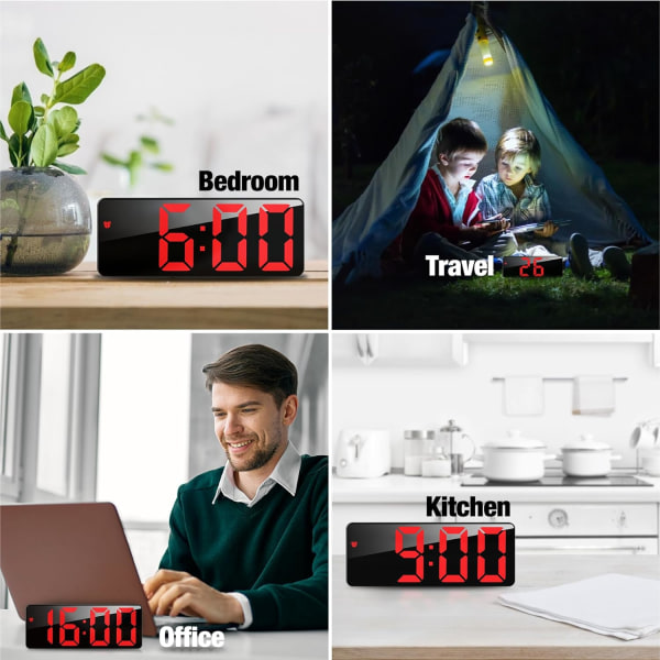 Digital väckarklocka, 6,7 tum LED-digital klocka sängbord väckarklocka M
