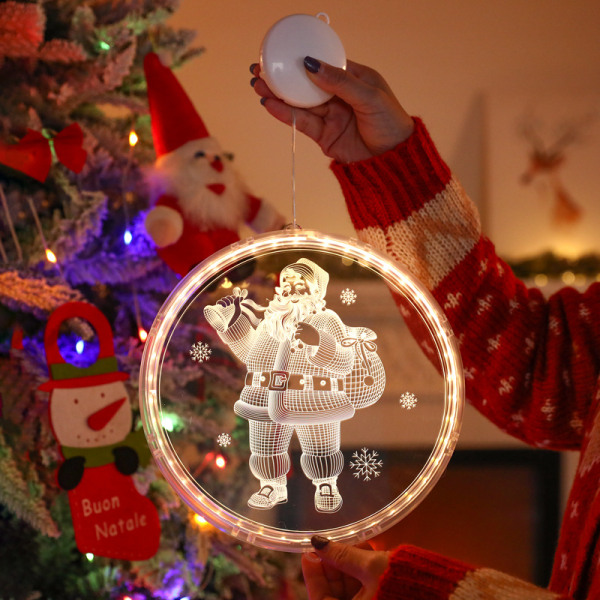 3D hängande julbelysning, varmvit dekorativ LED-fönster, ZQKLA