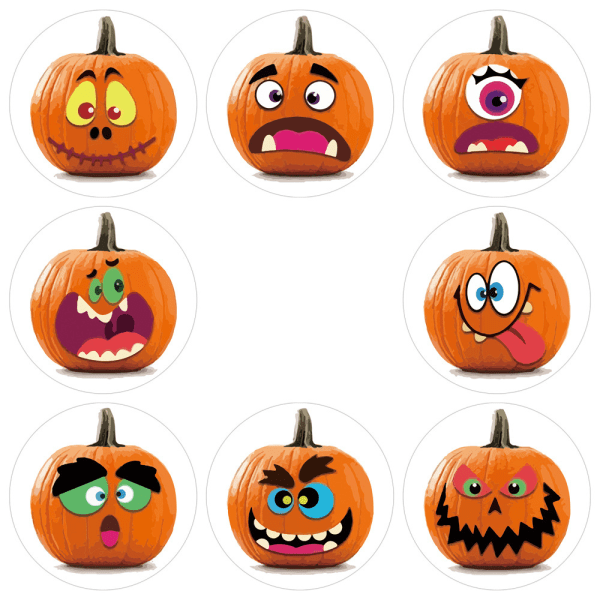 Halloween-klistermærker, 1000 stk Halloween Runde Klistermærker 2 Ruller, ZQKLA