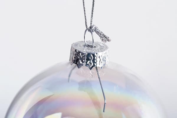 Sæt med 6 stk. 6 cm runde iriserende julekugler i glas, ZQKLA