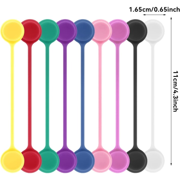 Gjenbrukbare Silikon Magnetiske Kabelbinder - 12 stk Silikon Magnetiske C