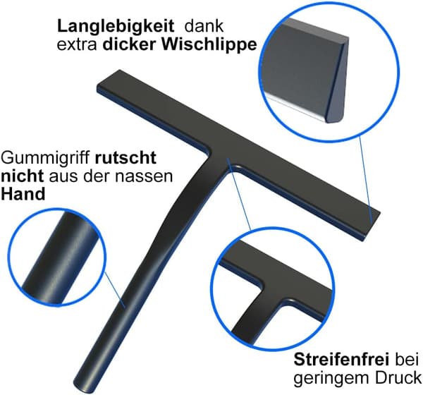 (Sort, Lille) Silikon Bruseskraber med Rustfrit Stål, ZQKLA