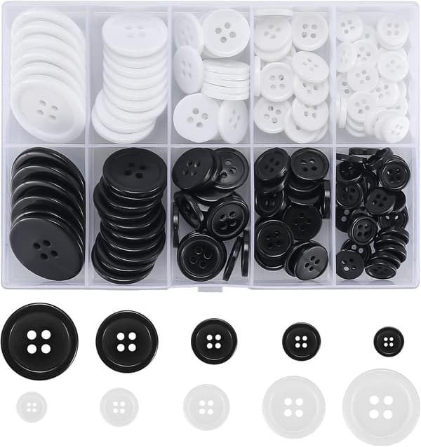 160 Sorte og Hvide Knapper, Skjorteknapper, 4 Huller, ZQKLA