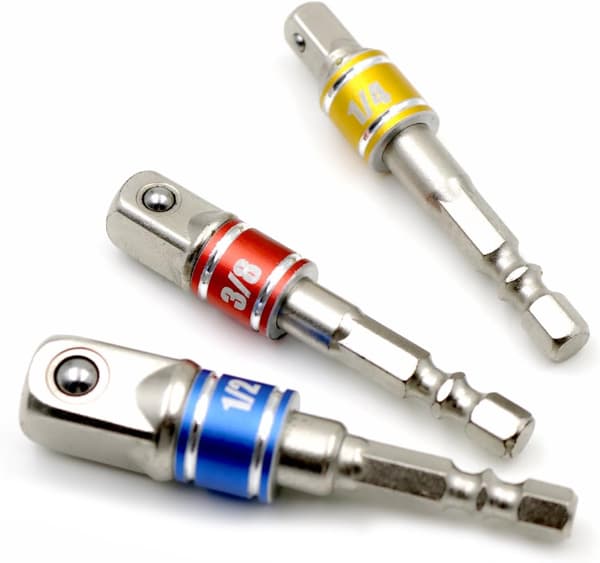 Set med 3 hylsadaptrar för 1/4\", 3/8\" och 1/2\" mutter, ZQKLA