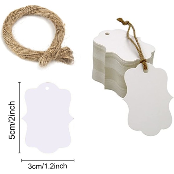 100 st Kraftpapper Etiketter Presentetiketter 3x5cm med Jutesnöre för ,ZQKLA