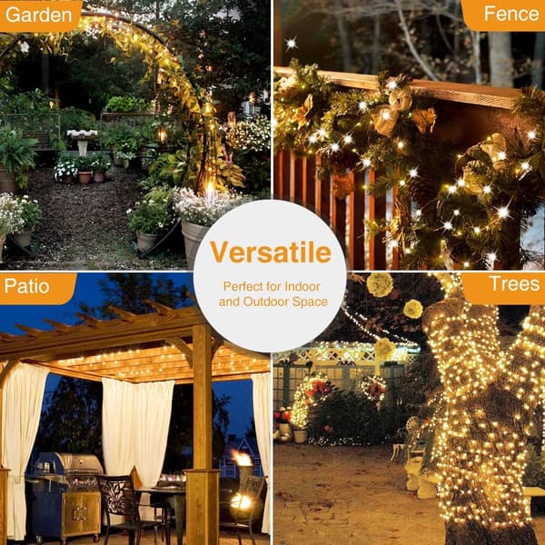 【4-pack】 Solcellslampa för utomhus, 12m 100 LED Ljussträng