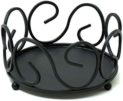 Svart jernmetall coastersholder for 4 til 8 runde coasters