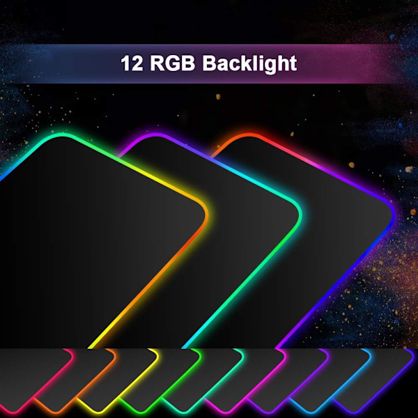 RGB Musmatta, Gaming Stor XXL Gamer Musmatta med 12 Ljus, ZQKLA