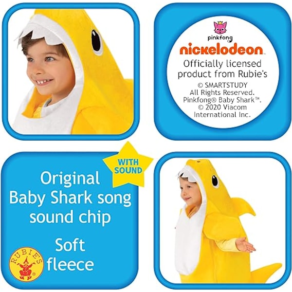 Babyhaikostuumi lapselle (90CM), soittaa Baby Shark -melodiaa