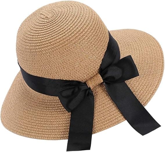 Sju Damernas Solhatt Floppy Vikbar Rosett Halmhatt Sommar Be