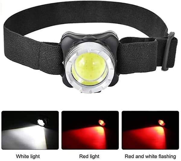 Hodelykt USB-oppladbar, 3000 Lumen LED-hodelykt med rødt lys