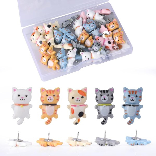30kpl Cat Cork Board Push Pins, Cute Push Pins Animal Plasti,ZQKLA