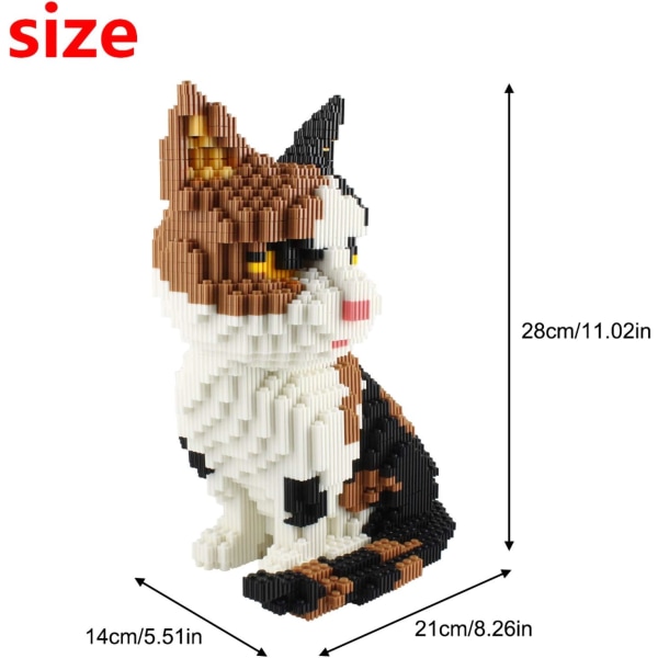 Calico Katt Röd Tabby Mikro Byggklossar Djur Mini Bygg T