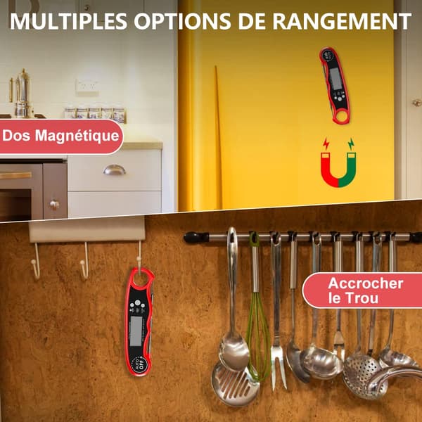 (Röd) Kökstermometer, Direktavläsande Matlagningstermometer, ZQKLA