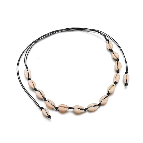 Choker halskæde med hvide skaller - sort