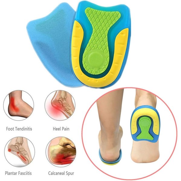(liten storlek) 3 par silikongelhälkuddar för Plantar Fasc, ZQKLA