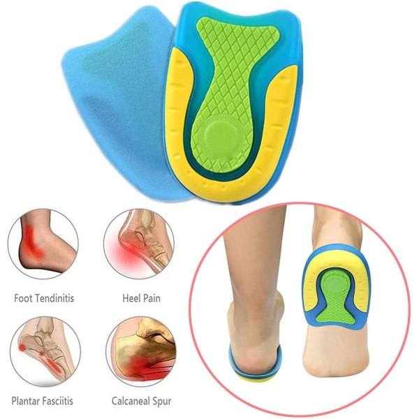 (Plus Size) 3 par silikon gel hälkuddar för plantar fasciit, ZQKLA