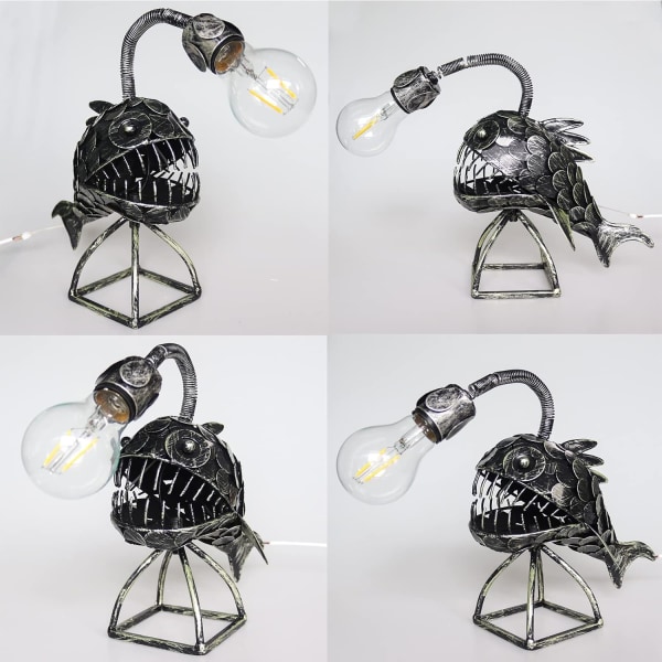 Kreativ Anglerlampe, Anglerfisk Lampe Kunstlampe, Retro Jernkunst S