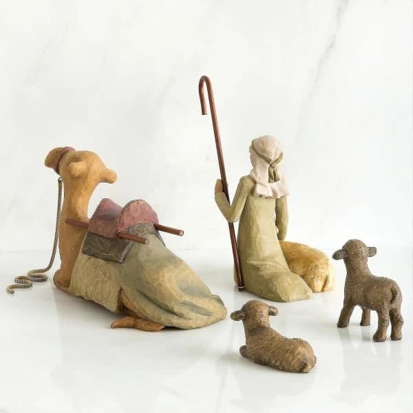 Willow Tree Handmålade Skulpturer Figurer Julkrubba Herde, su