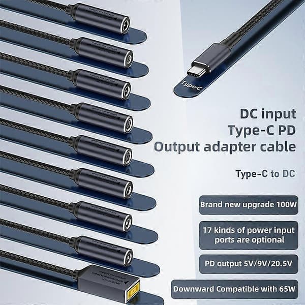DC 7.4x0.6mm til Type-C Han 100W Opladerkabel Laptop Strømkabel Adapter Udskiftning