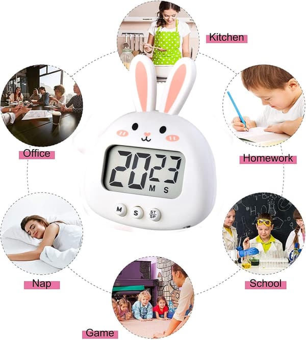 2 Styk Køkken Timer Magnetisk Kanin Digital Nedtællingstid, ZQKLA