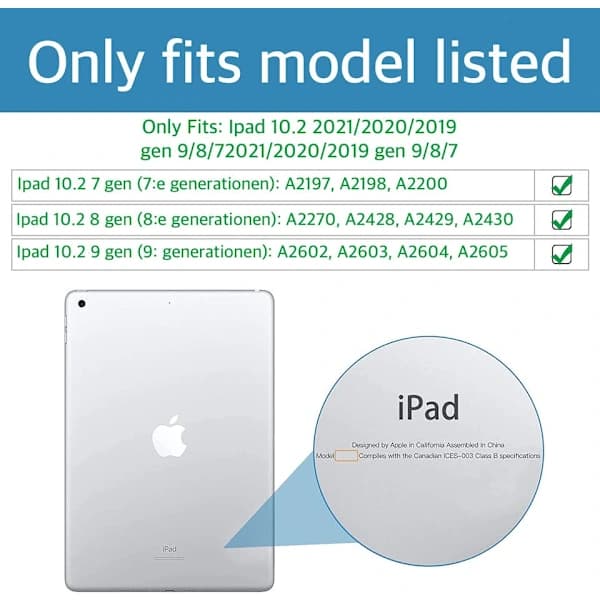 iPad 10.2 Tommer Etui Foldbart Sort, su