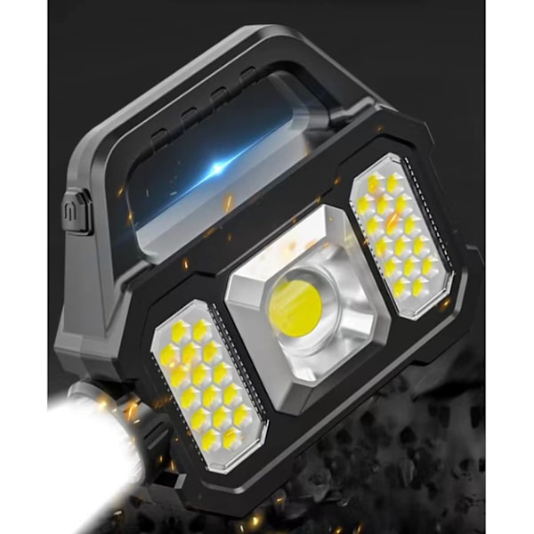 Portabel LED/COB-ficklampa, arbetslampa, vattentät solcell, ZQKLA