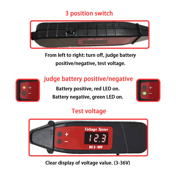 3-36V Bilkrets Testare Penna, Bil Testlampa, Fordon Volta