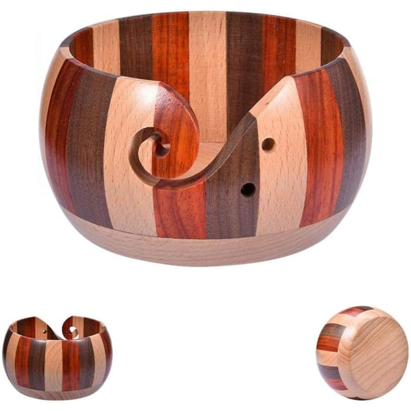 Bärbar rund form handgjord trägarnskål för nystan K