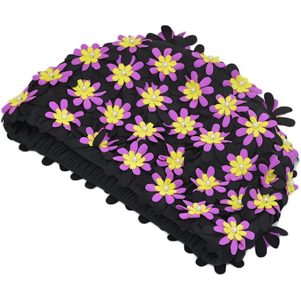 Badehette for kvinner med blomsterblader, retro stil, ZQKLA