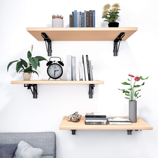 2 stk. Foldbare Hyldebeslag 250mm Foldbar Vinkel Hylde Mu